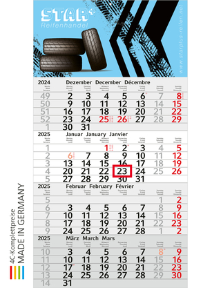 4-Monats-Kalender Budget 4 Bestseller, rot