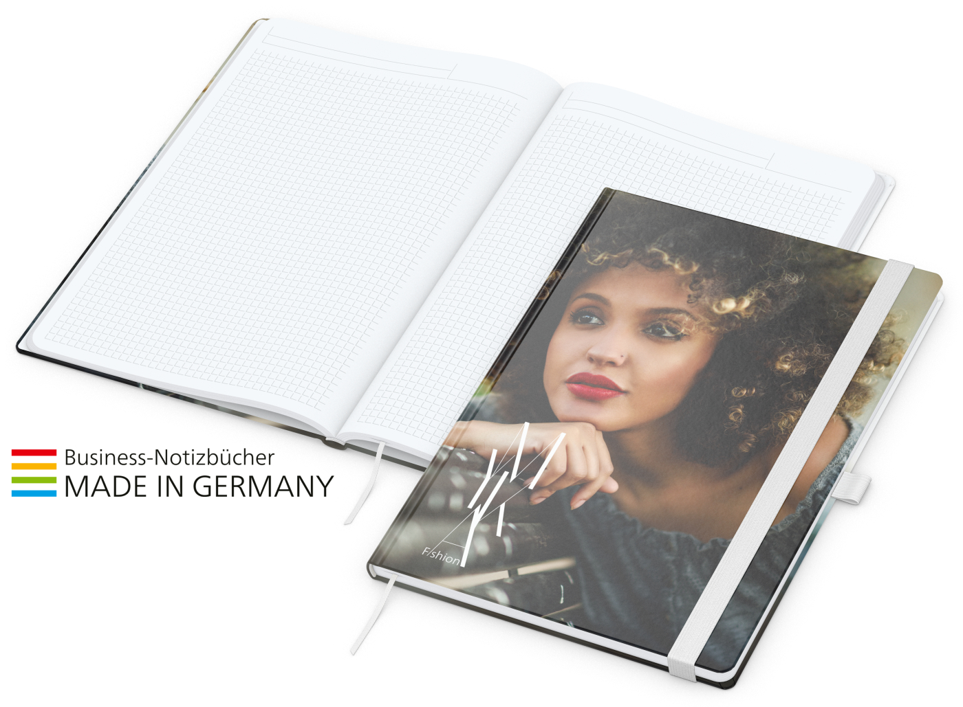 Notizbuch Match-Book White Bestseller A4 Cover-Star gloss-individuell, weiß