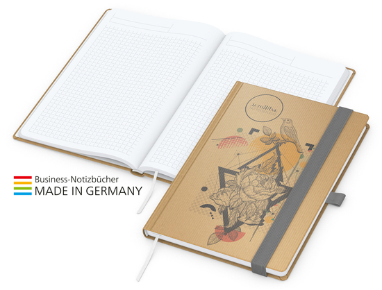 Notizbuch Match-Book White Bestseller A5 Natura braun-individuell, silbergrau