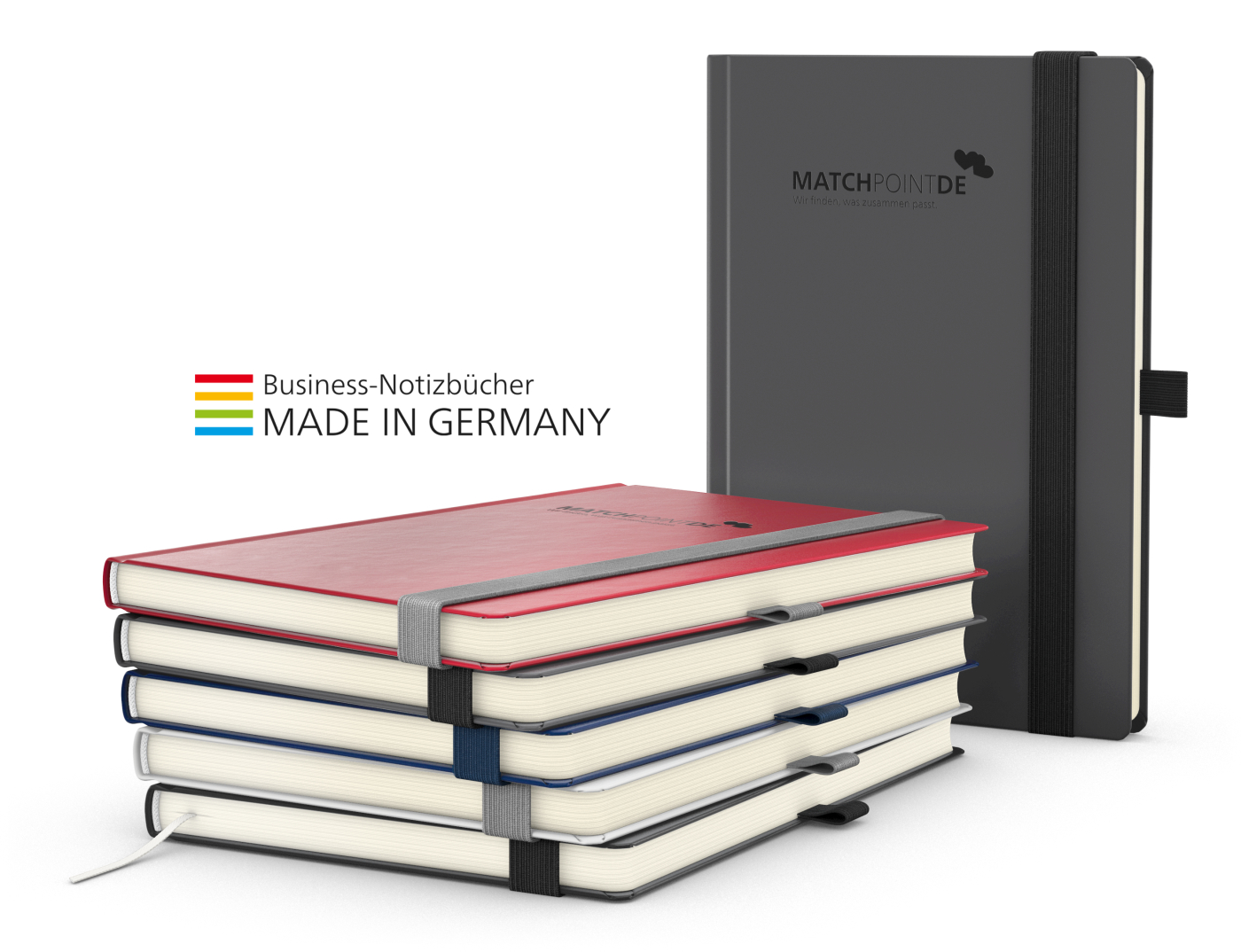 Notizbuch Vision-Book Creme Bestseller A5, weiß inkl. Prägung schwarz-glänzend