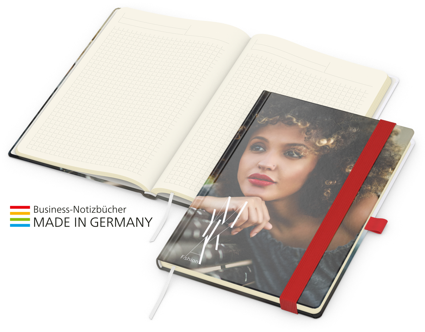 Notizbuch Match-Book Creme Bestseller A5 Cover-Star gloss-individuell, rot