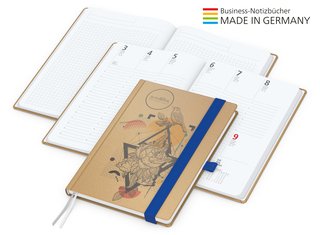 Buchkalender Match-Hybrid White Bestseller A5, Natura braun-individuell, mittelblau