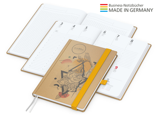 Buchkalender Match-Hybrid White Bestseller A5, Natura braun-individuell, gelb