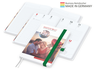 Buchkalender Match-Hybrid White Bestseller A5, Cover-Star matt-individuell, grün