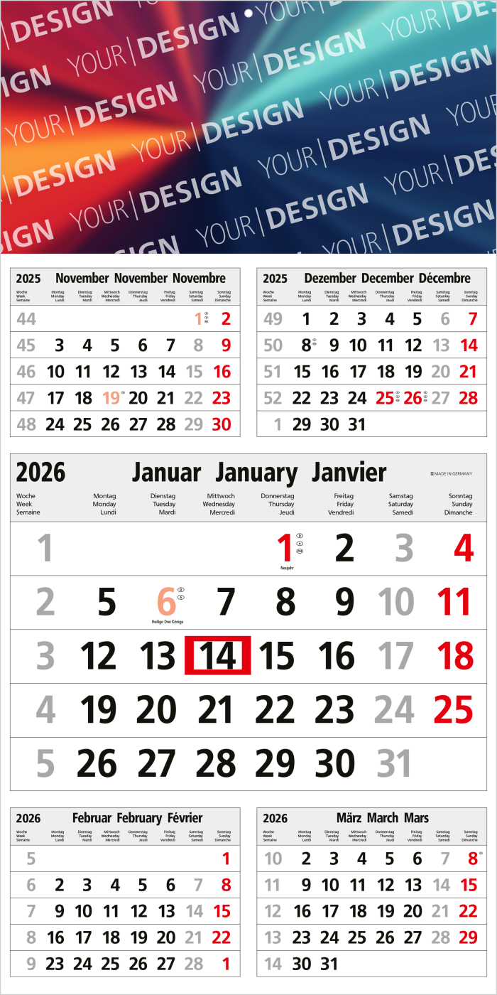 5-Monatskalender Commerce 5 Post Bestseller (Einblatt)