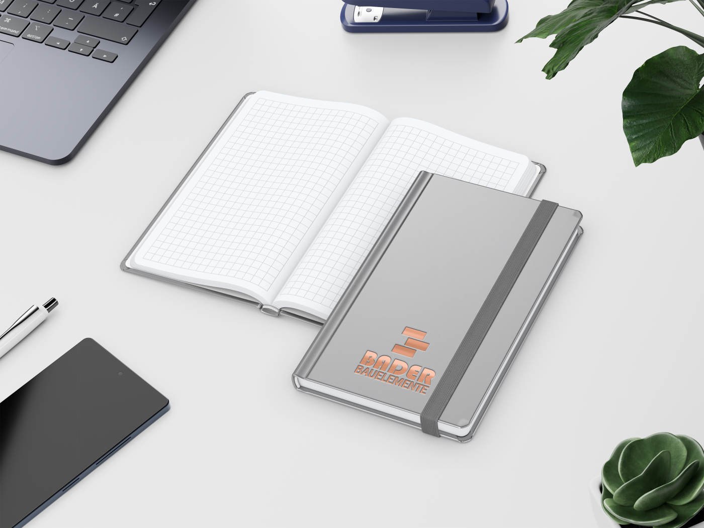 Notizbuch Easy-Book Comfort Bestseller, Pocket, silber inkl. Kupferprägung