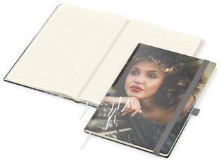 Notizbuch Match-Book Creme Bestseller, A4, Cover-Star, gloss-individuell, silbergrau