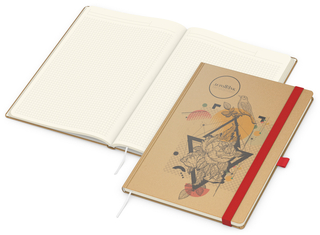 Notizbuch Match-Book Creme Bestseller, A4, Natura, braun-individuell, rot