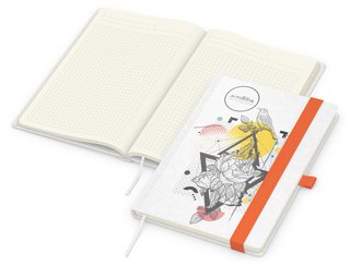 Notizbuch Match-Book Creme Bestseller, A5, Natura, individuell, orange