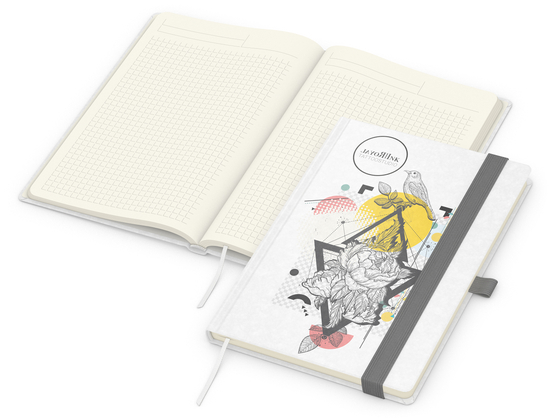 Notizbuch Match-Book Creme Bestseller, A5, Natura, individuell, weiß