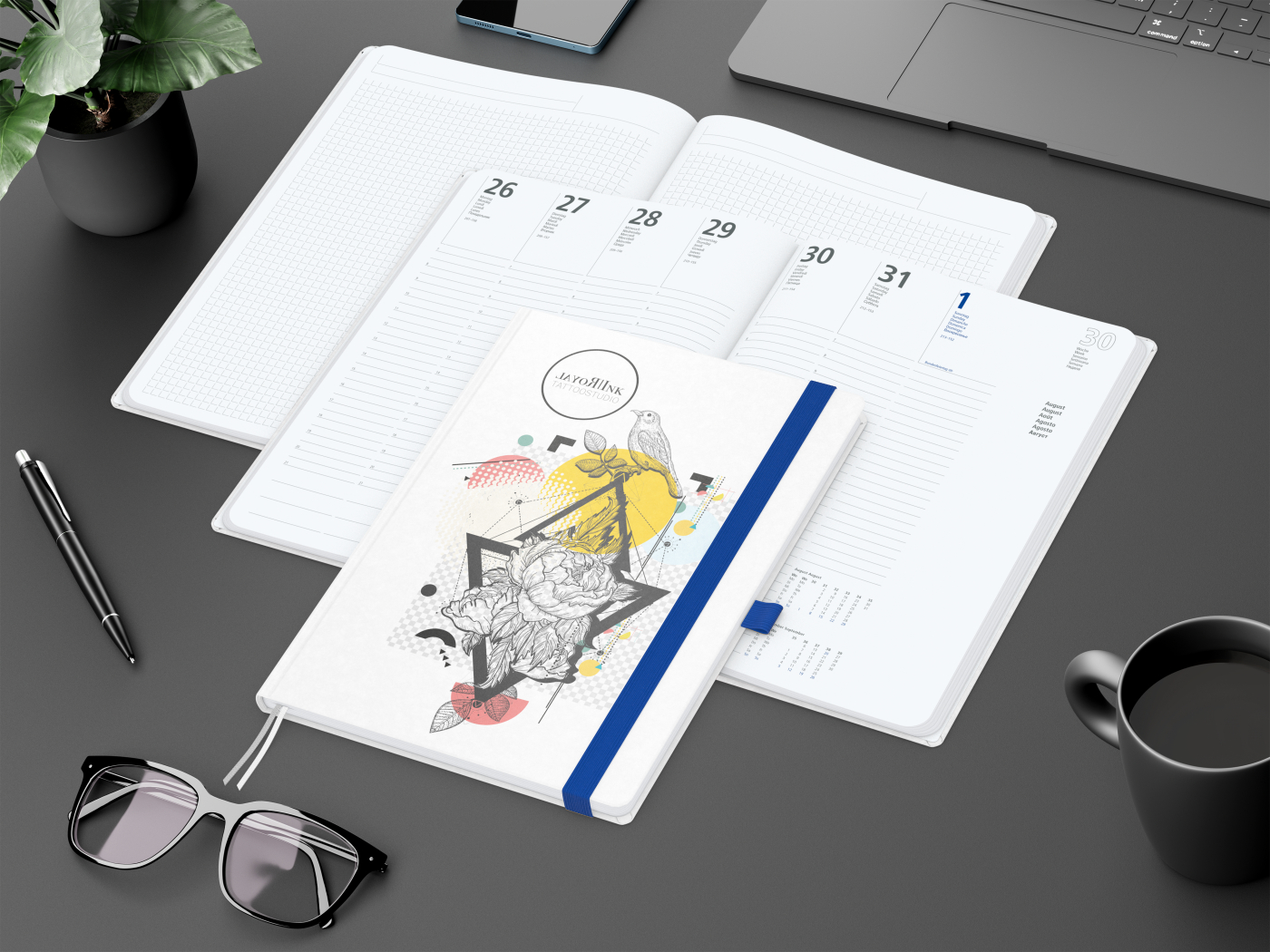 Wochenplaner Match-Hybrid White Bestseller, A4, Natura individuell, mittelblau