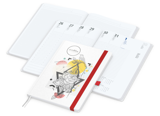 Wochenplaner Match-Hybrid White Bestseller, A4, Natura individuell, rot