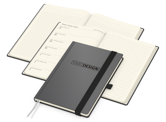 Wochenplaner Vision-Hybrid Creme Bestseller inkl. Prägung schwarz-glänzend