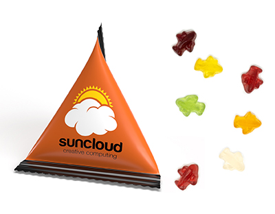 Mini Tetraeder Fruchtgummi 10 g Flugzeug Standard-Folie transparent