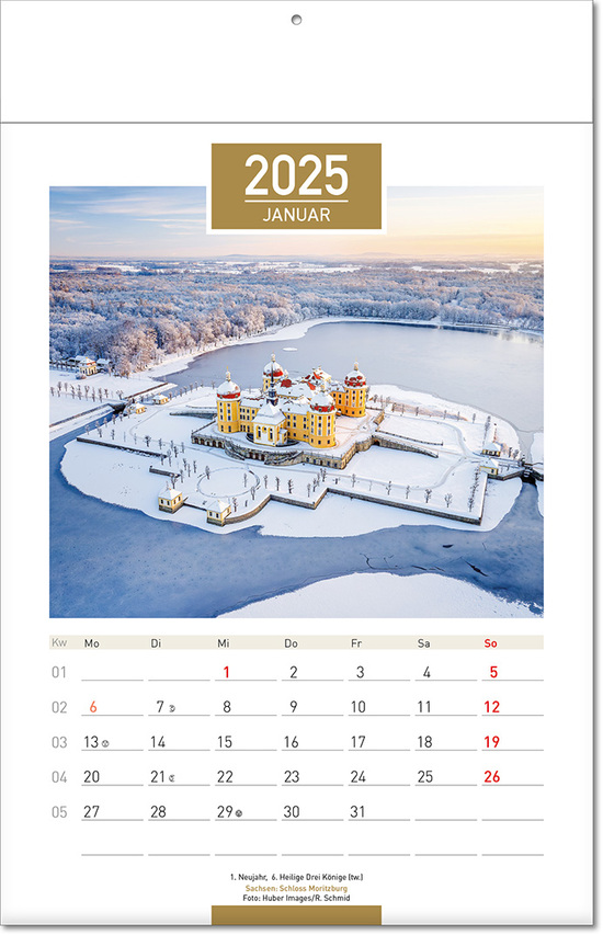 Kalender "Deutschland" im Format 24 x 37,5 cm, mit Fälzel