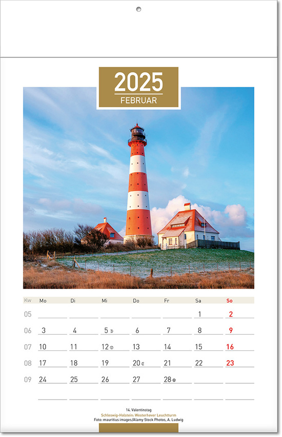Kalender "Deutschland" im Format 24 x 37,5 cm, mit Fälzel