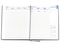 Wochenkalender "Manager D" im Format 21 x 26 cm, deutsches Kalendarium Grau/Blau mit Leseband, 144 Seiten Fadenheftung, Eckenperforation, Einband Magic anthrazit