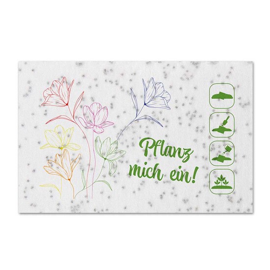 Samenpapier Visitenkarten - Mohnblume, Druck 4/0-c