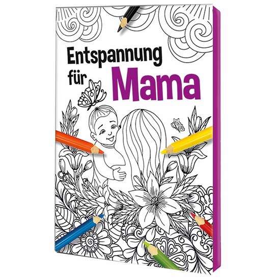 Malbuch / Mal-Set A6 - Entspannung für Mama - Malset mit individuellen Vorder- und Rückseiten