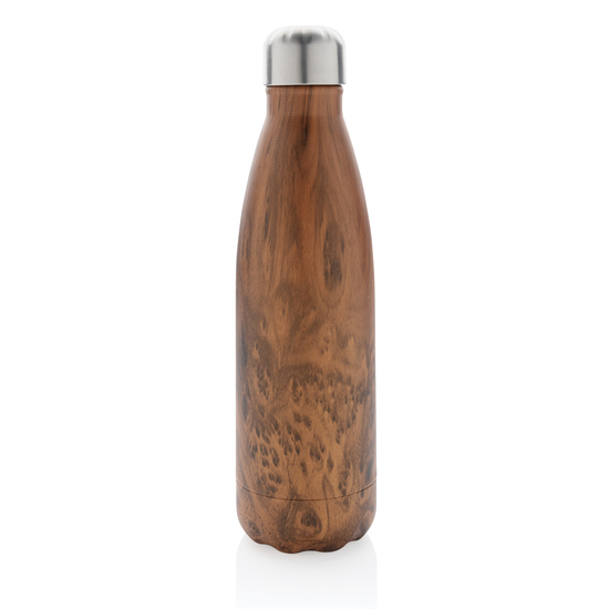 Vakuumisolierte Stainless Steel Flasche mit Holzoptik