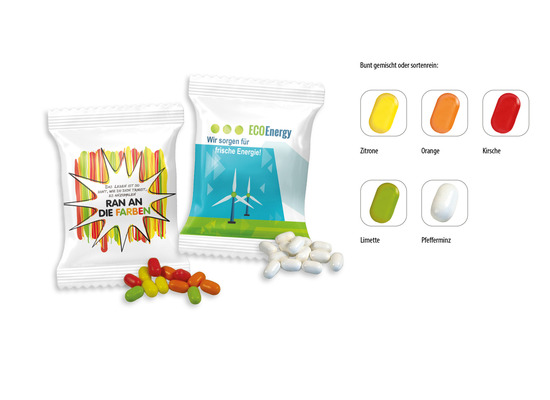 Bunte Fruchtdragees Werbetüte, Inhalt: Bunte Fruchtdragees gemischt ca. 5 g