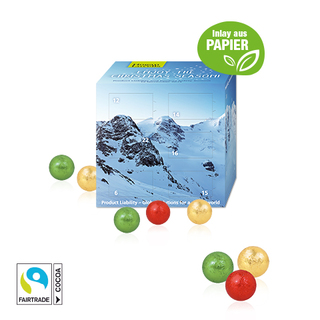 Adventskalender "Cube" mit Fairtrade® Schokolade mit Papier-Inlay
