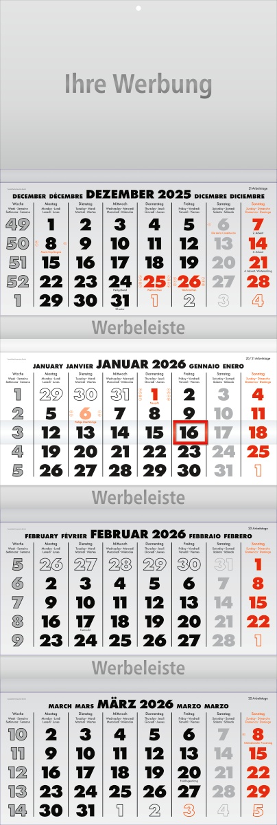 Viermonatsplaner Business-quattro grau